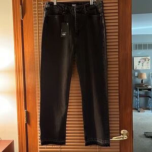 NWT PAIGE SARAH STRAIGHT ANKLE HIGH RISE BLACK DENIM 28W 25INSEAM
